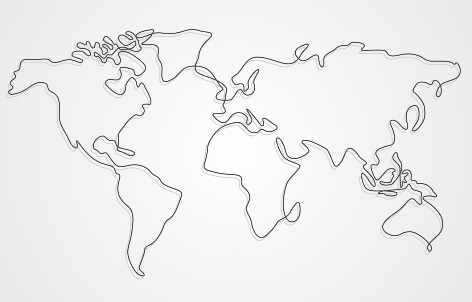 Outlined World Map with Surrounding Border vector