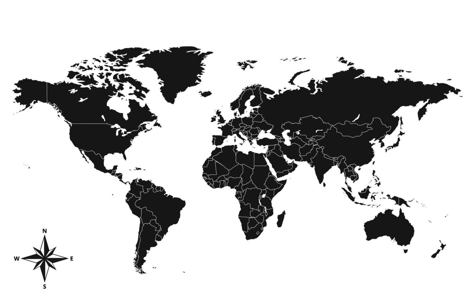 Black and White World Map vector