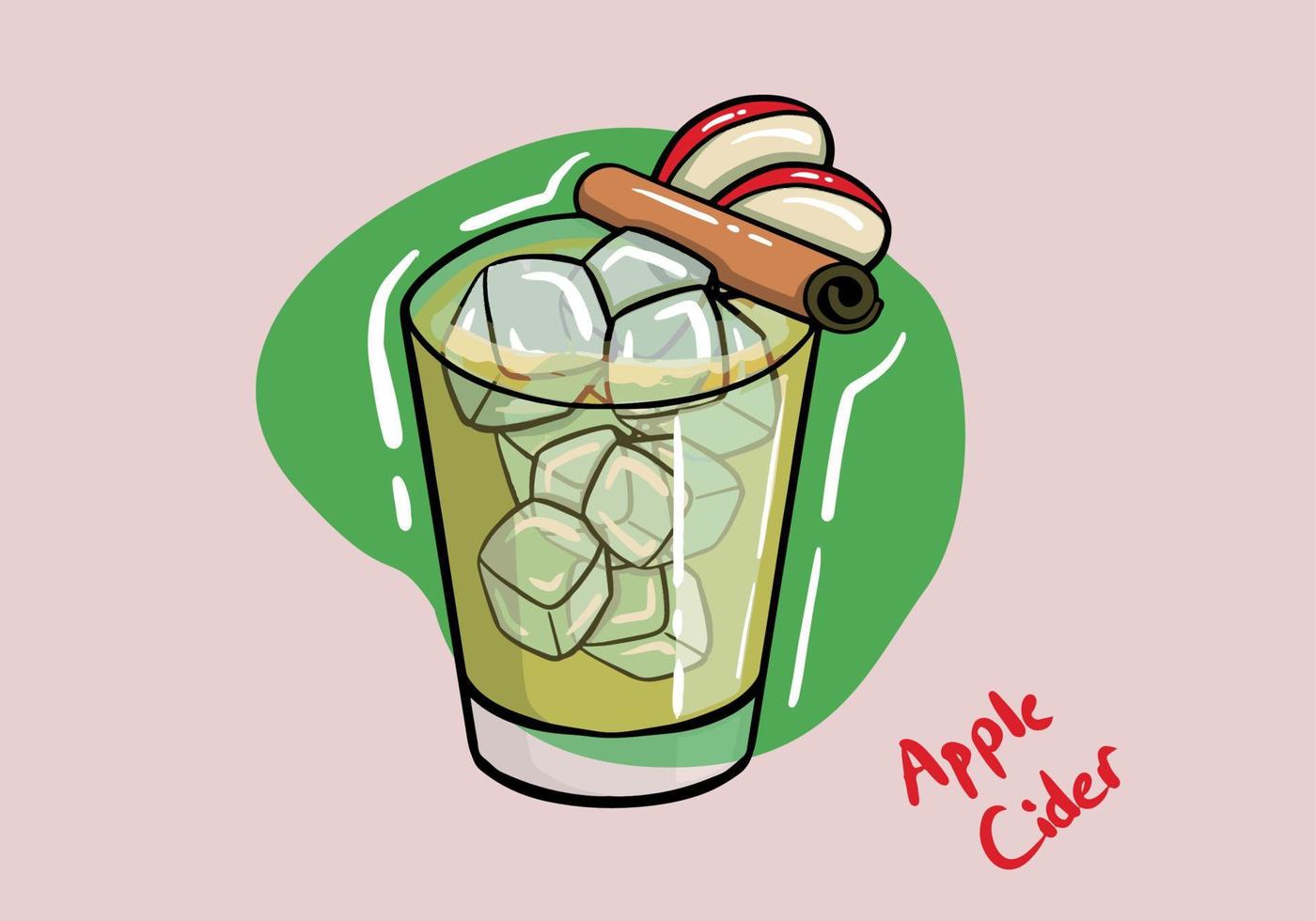 Hand drawn alcoholic drink and cocktail apple cider on isolated background, vector illustration