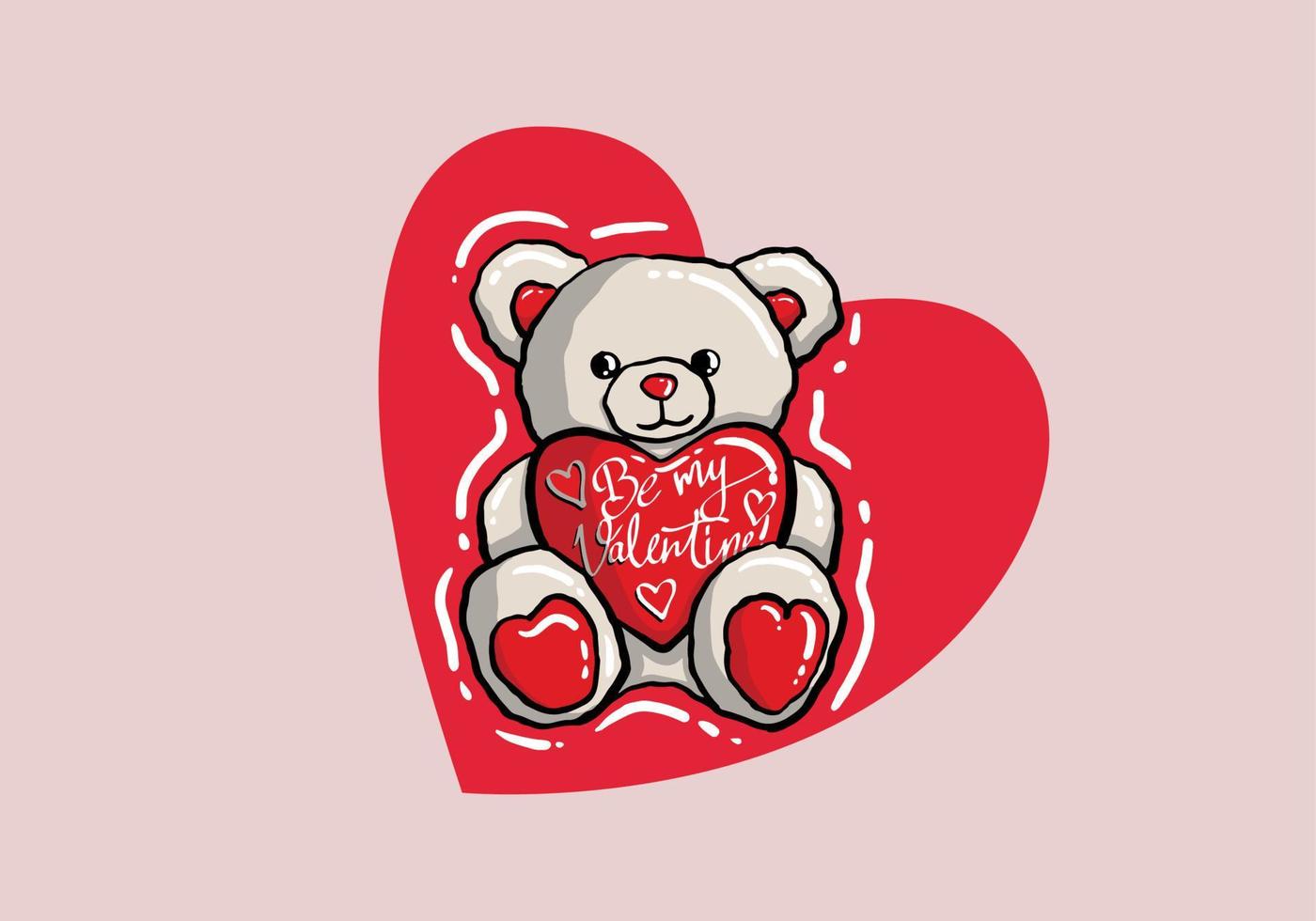 Happy Valentine's Day Vector Design. Valentine's Day Vector With cute Teddy bear and hearts. Valentine's Day Design for Poster, Social Media, Banner or Advertisement.