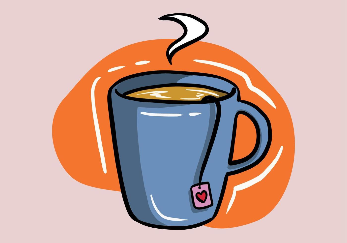 mano dibujado taza de té. taza y té bolsa. vector ilustración