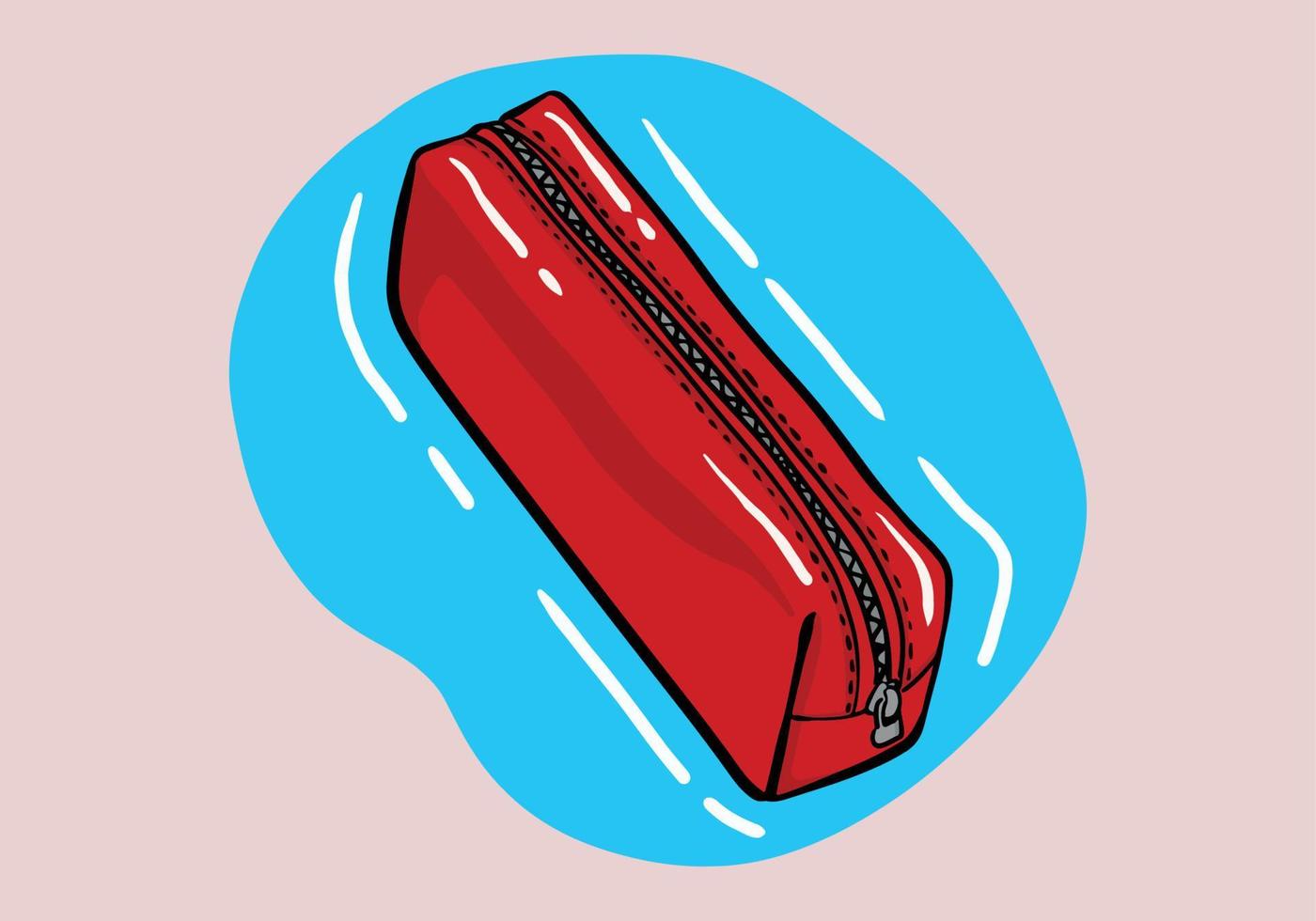 Hand drawn red pencil case vector icon for web design isolated on