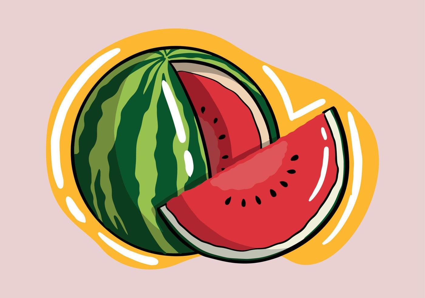 Hand drawn watermelon Slice Vector Set. Watermelon Illustration Fruit Vector Design.