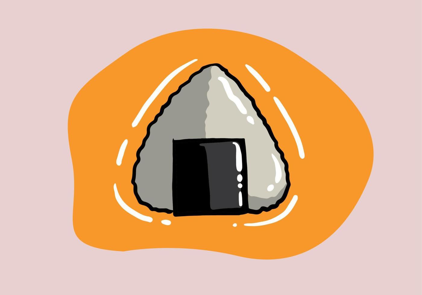 japonés onigiri Sushi con algas marinas en de madera plato tableros japonés arroz pelotas ilustración vector. vector