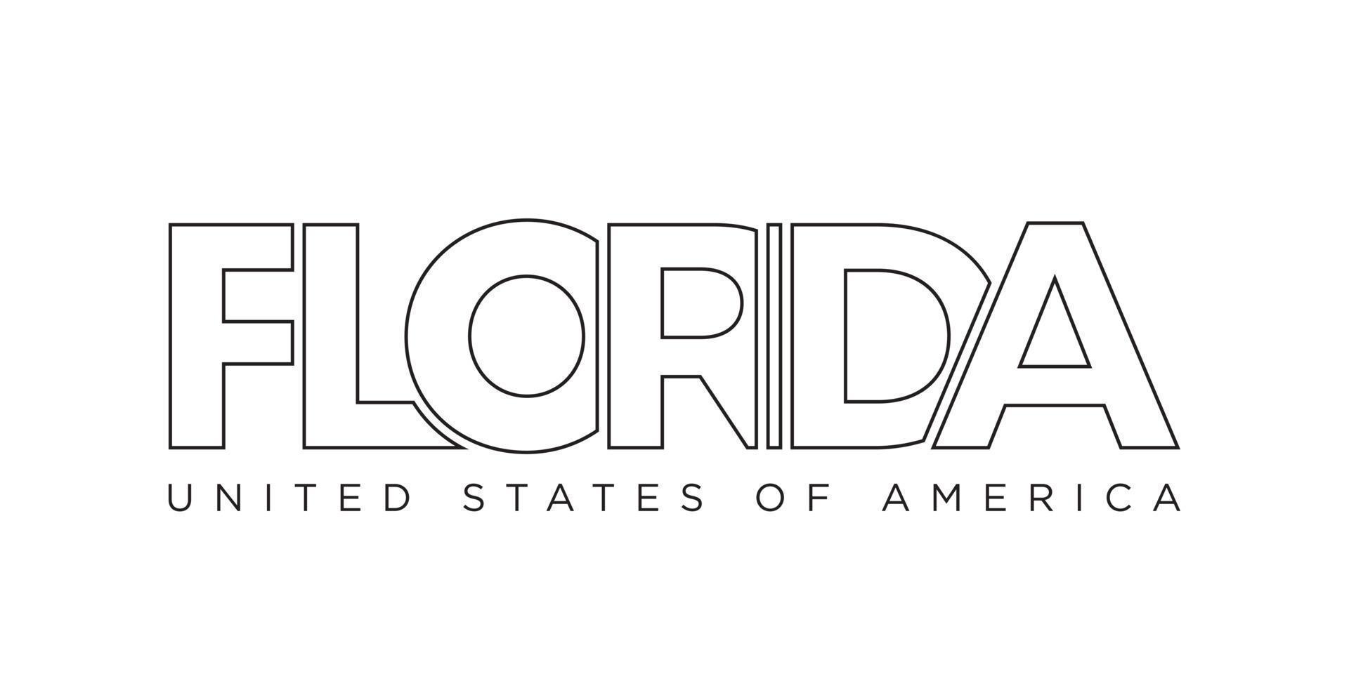 florida, diseño de eslogan tipográfico de estados unidos. logotipo de América con letras gráficas de la ciudad para impresión y web. vector