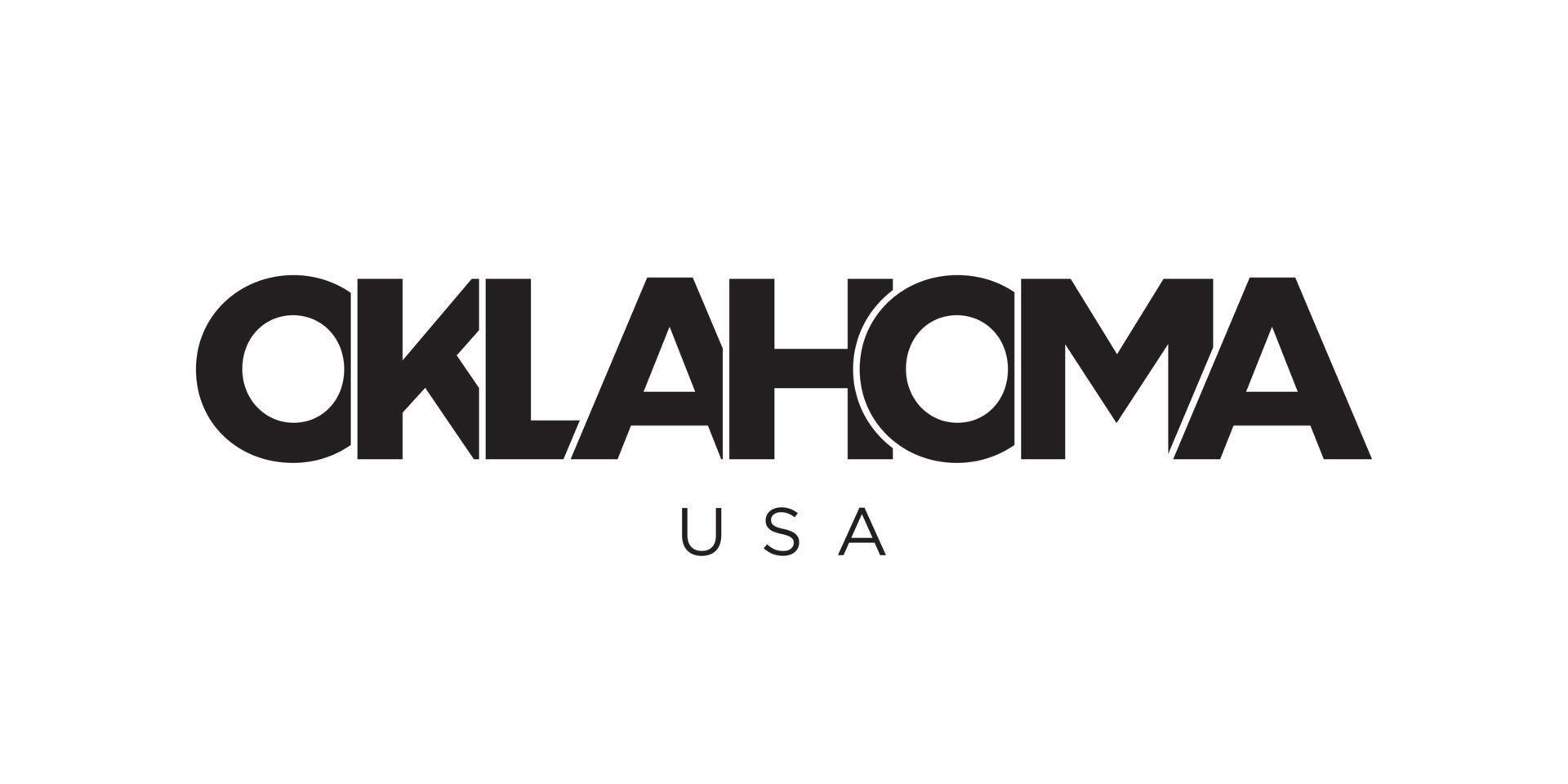 Oklahoma, Estados Unidos tipografía eslogan diseño. America logo con gráfico ciudad letras para impresión y web. vector