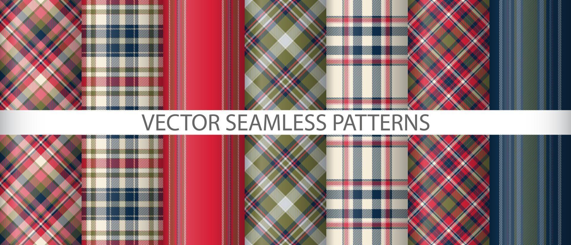 Set texture fabric background. Check plaid tartan. Pattern seamless textile vector. vector