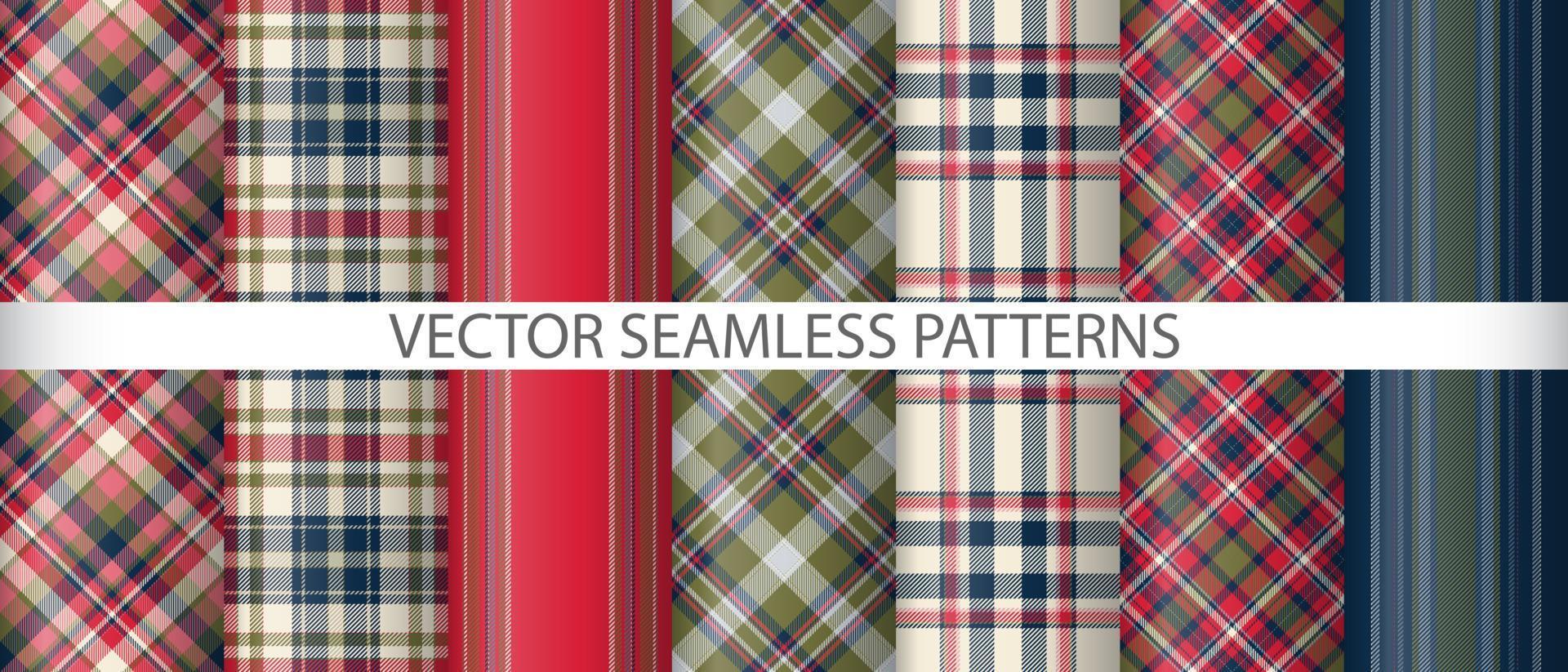 Set texture fabric background. Check plaid tartan. Pattern seamless textile vector. vector