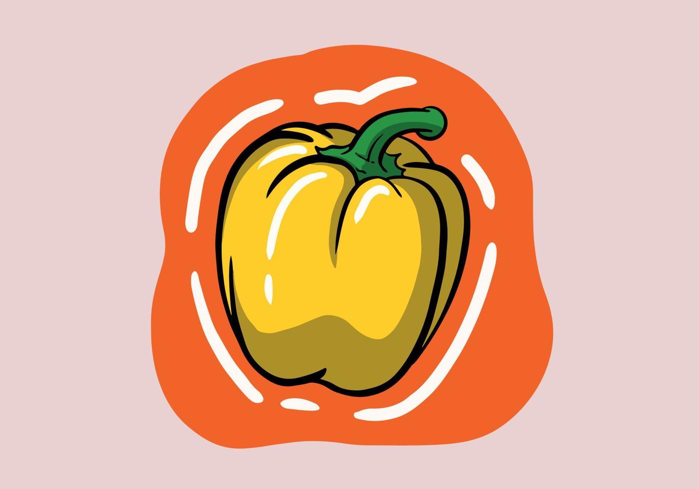 Hand drawn vector yellow bell pepper Paprika isolated on background. vitamin c in bell pepper.