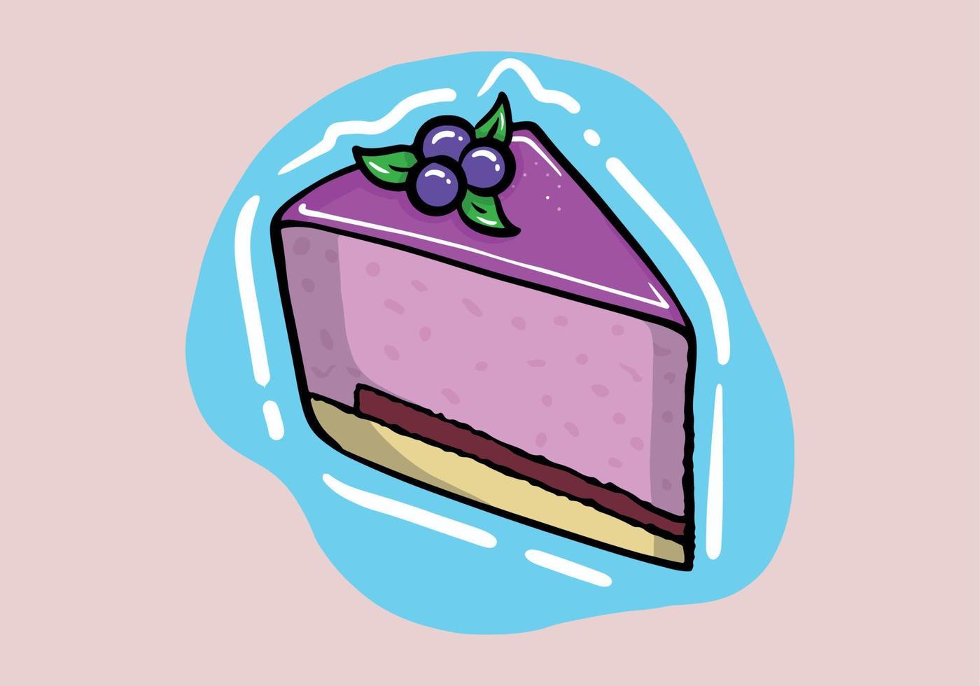 Appetizing mousse cake with  blueberry. Modern vector illustration in sketch style. international cake day.