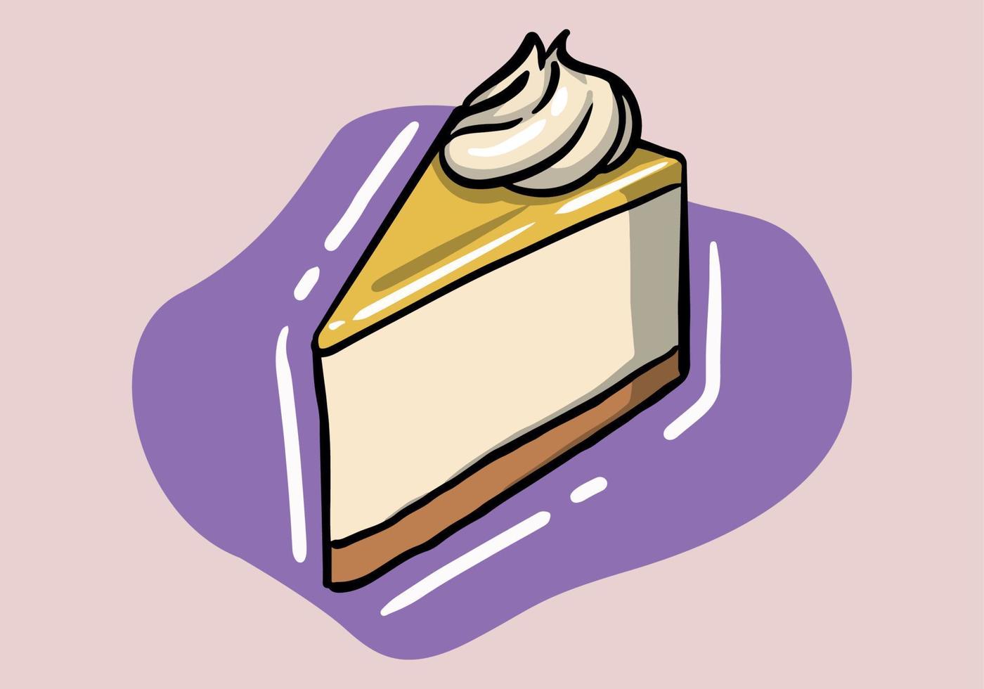 A slice of lemon pie with meringue . Lemon cheesecake. Vector illustration.