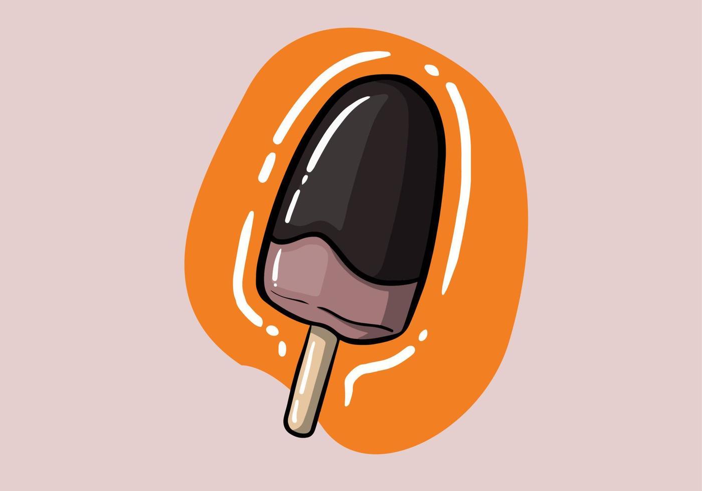 todo y mordido hielo crema mano dibujado vector ilustración. Paletas de hielo cubierto chocolate con de madera palo aislado en antecedentes.