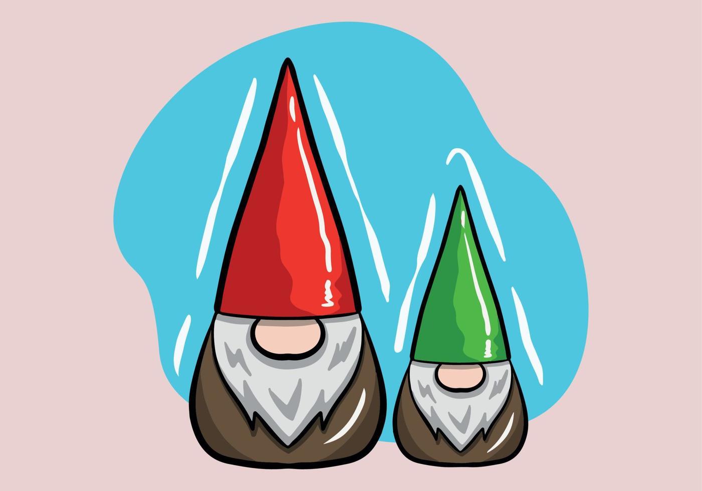 Hand drawn Christmas Gnomes, Scandinavian Nordic Gnomes, Cute Christmas Santa Gnomes vector