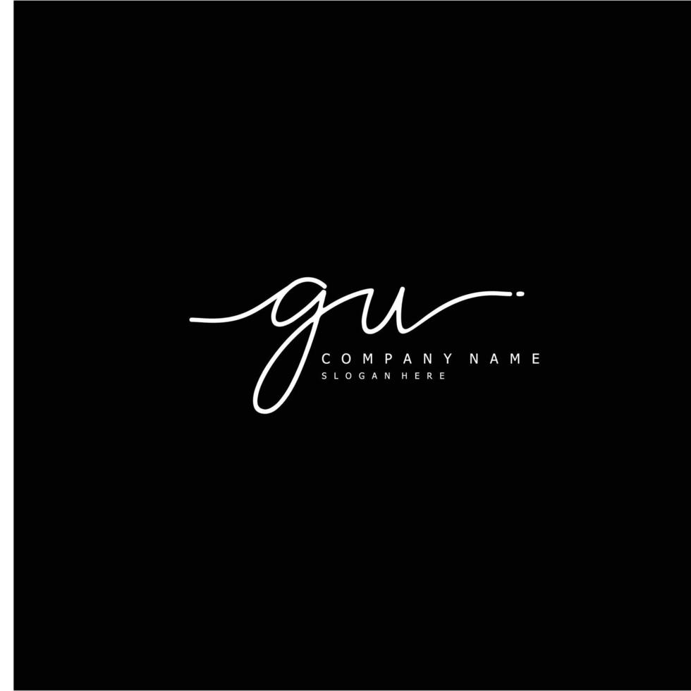 Initial GU handwriting of signature logo vector