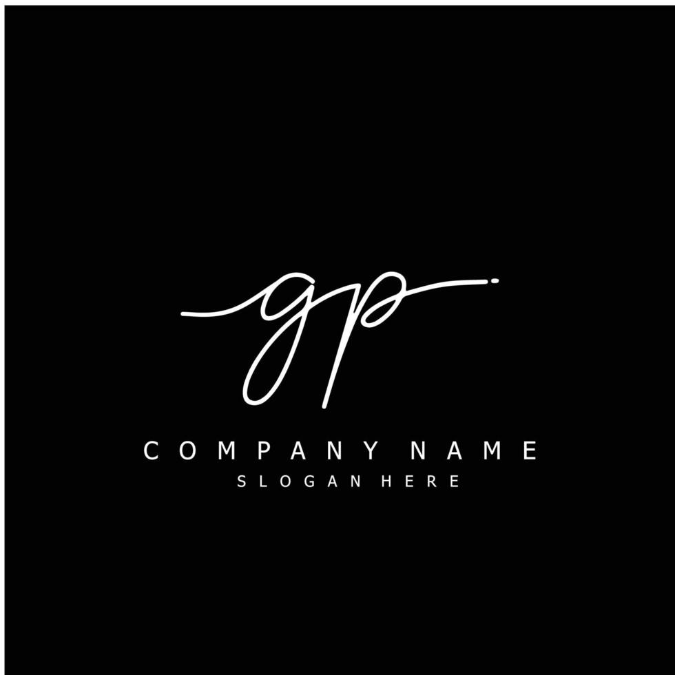 Initial GP handwriting of signature logo vector