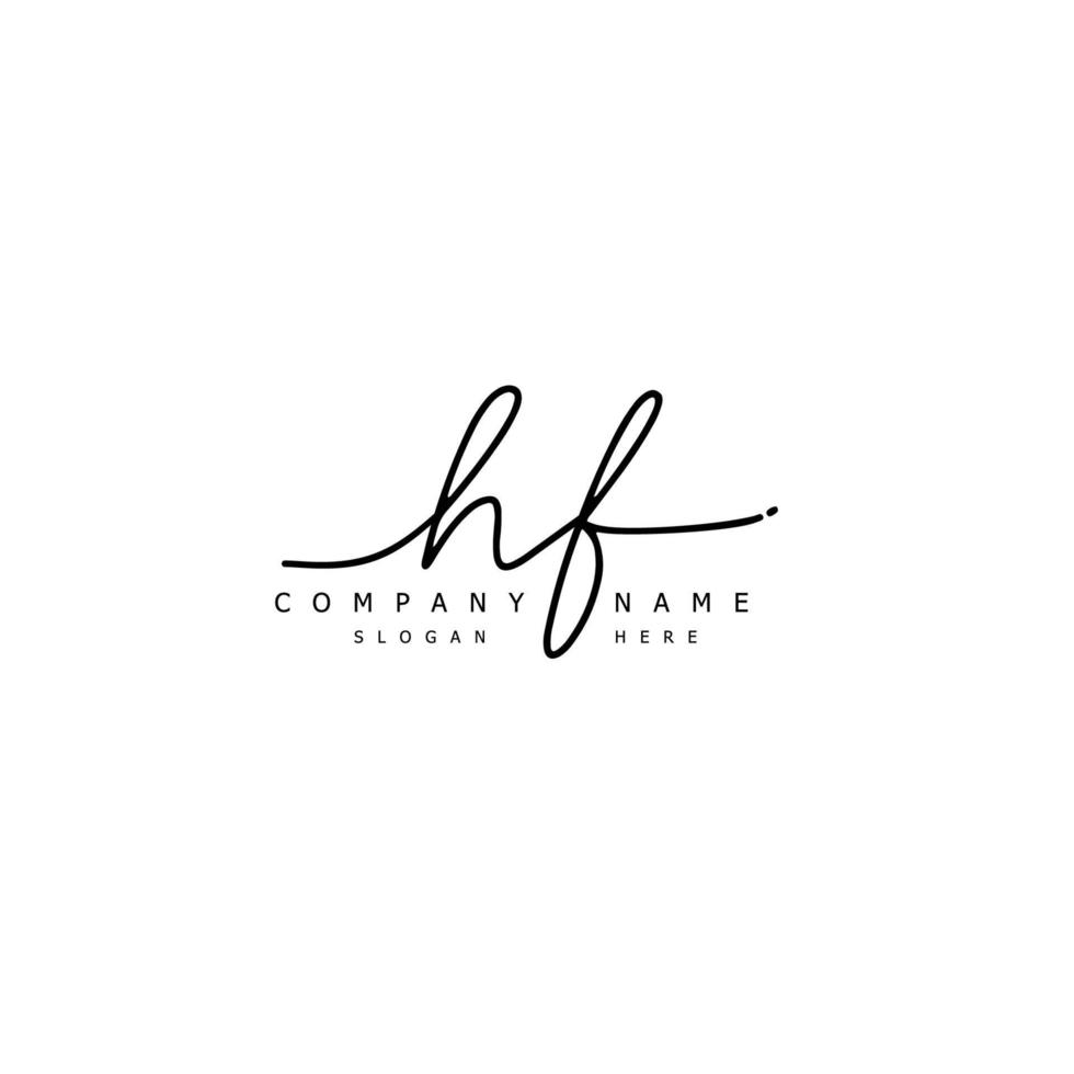 Initial HF handwriting of signature logo vector
