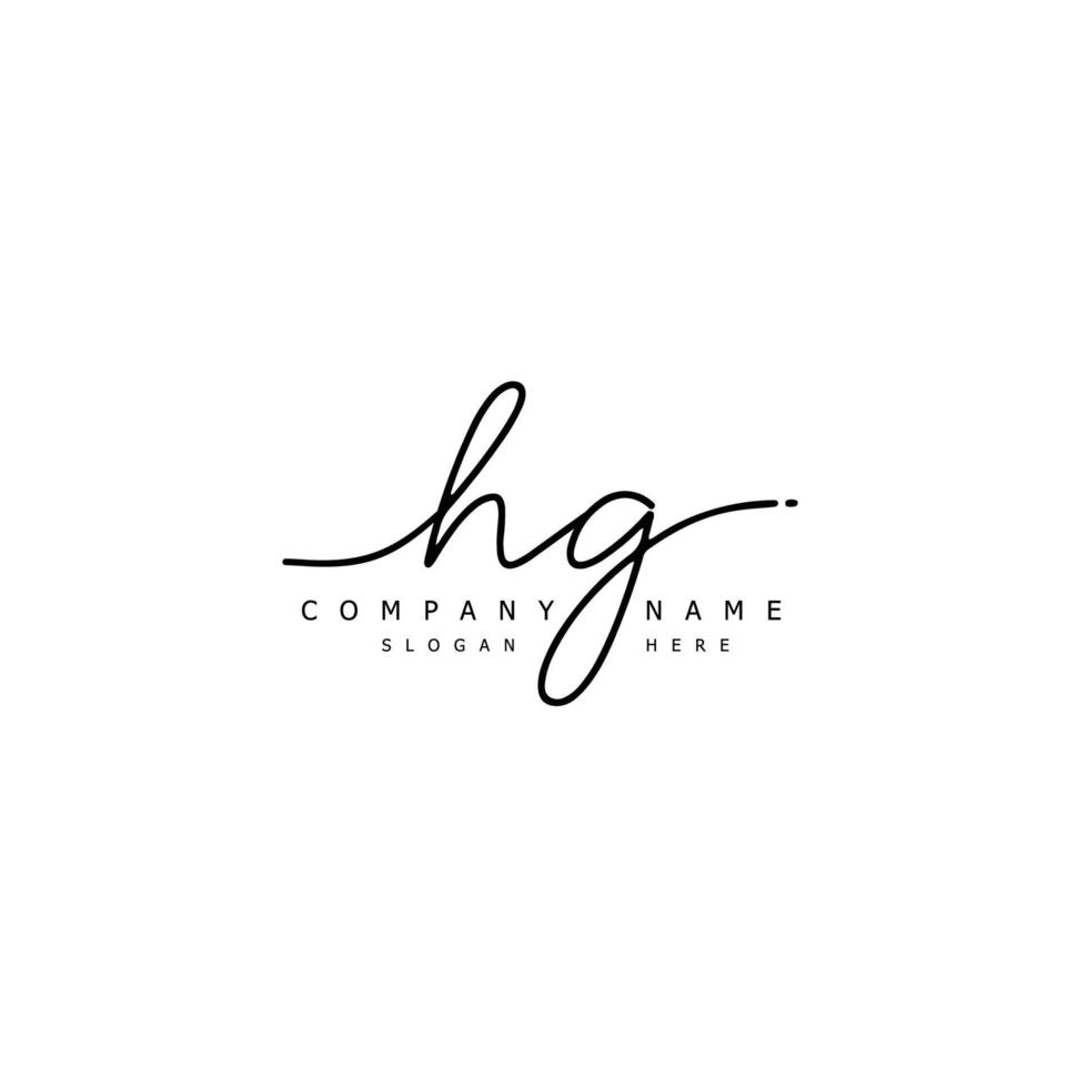 Initial HG handwriting of signature logo vector