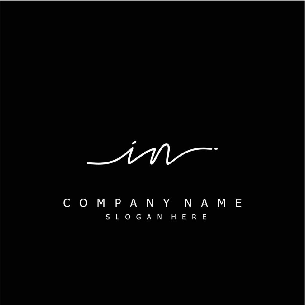 Initial IN handwriting of signature logo vector