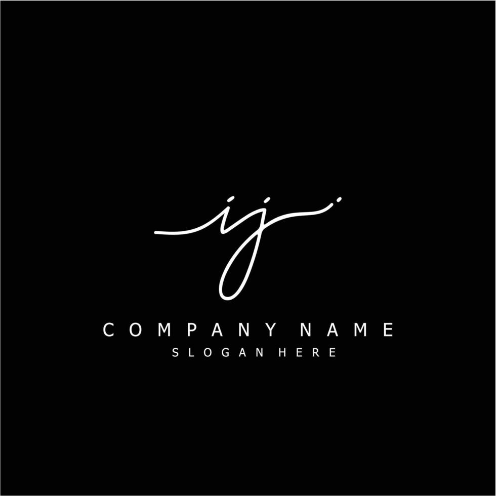 Initial IJ handwriting of signature logo vector