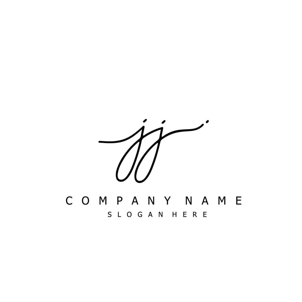 Initial JJ handwriting of signature logo vector
