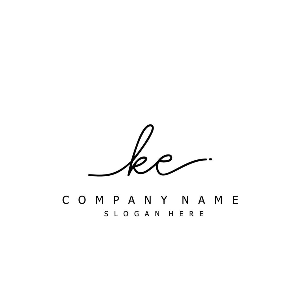 Initial KE handwriting of signature logo vector