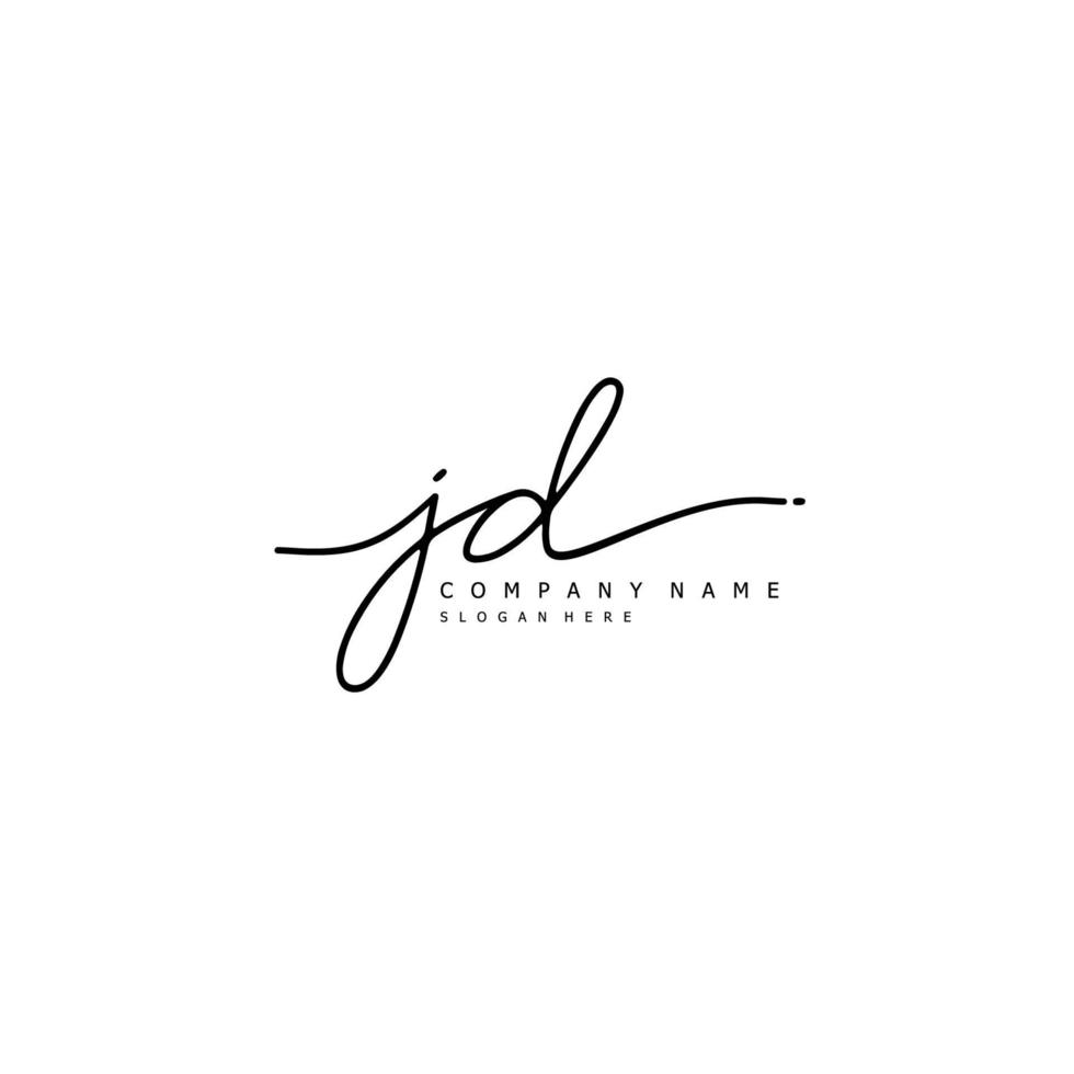 Initial JD handwriting of signature logo vector