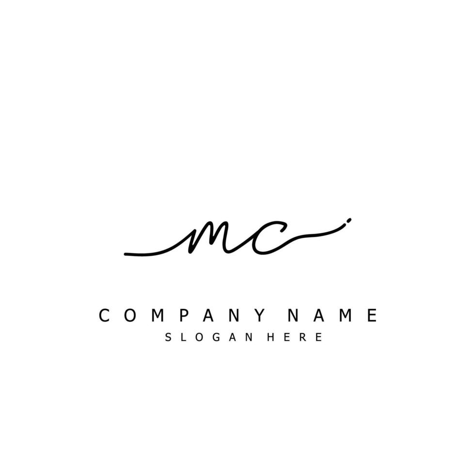 Initial MC handwriting of signature logo vector