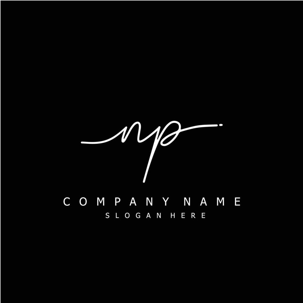 Initial NP handwriting of signature logo vector