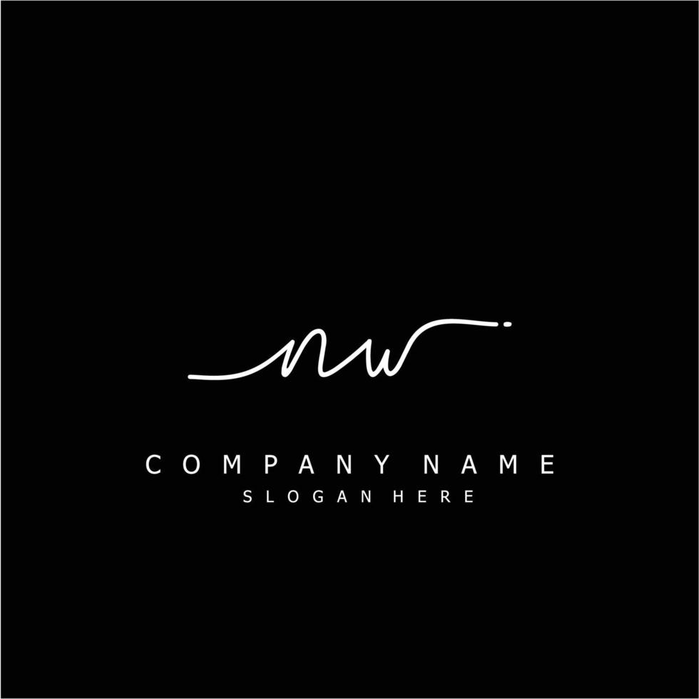 Initial NW handwriting of signature logo vector