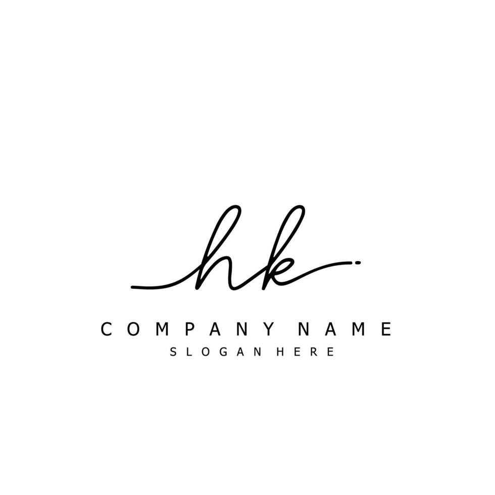 Initial HK handwriting of signature logo vector