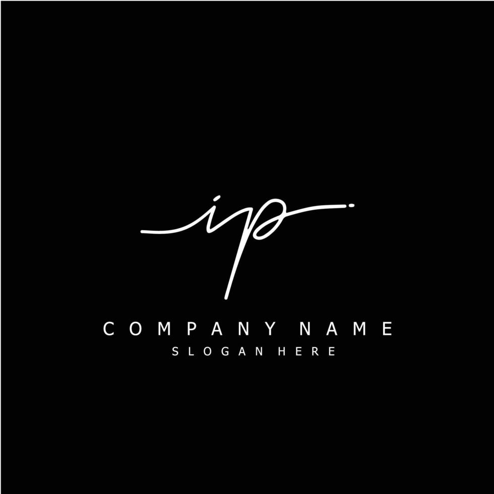 Initial IP handwriting of signature logo vector
