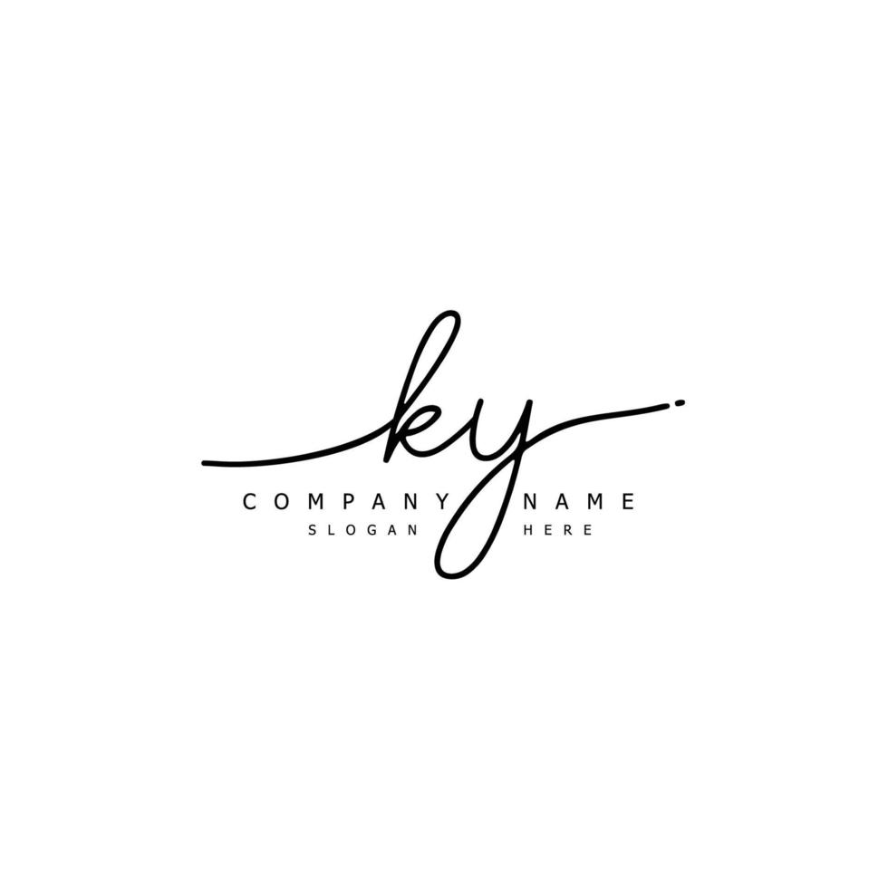 Initial KY handwriting of signature logo vector