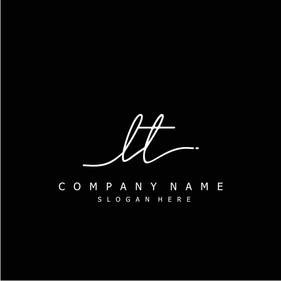 Initial LT handwriting of signature logo vector