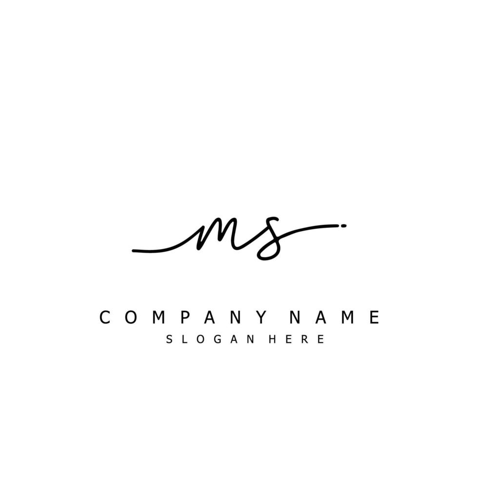 Initial MS handwriting of signature logo vector