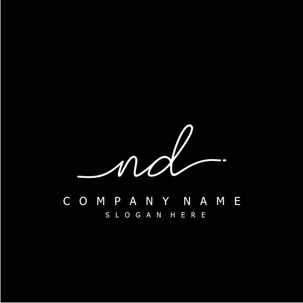 Initial ND handwriting of signature logo vector