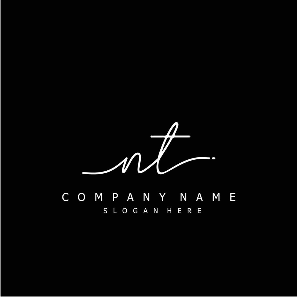 Initial NT handwriting of signature logo vector