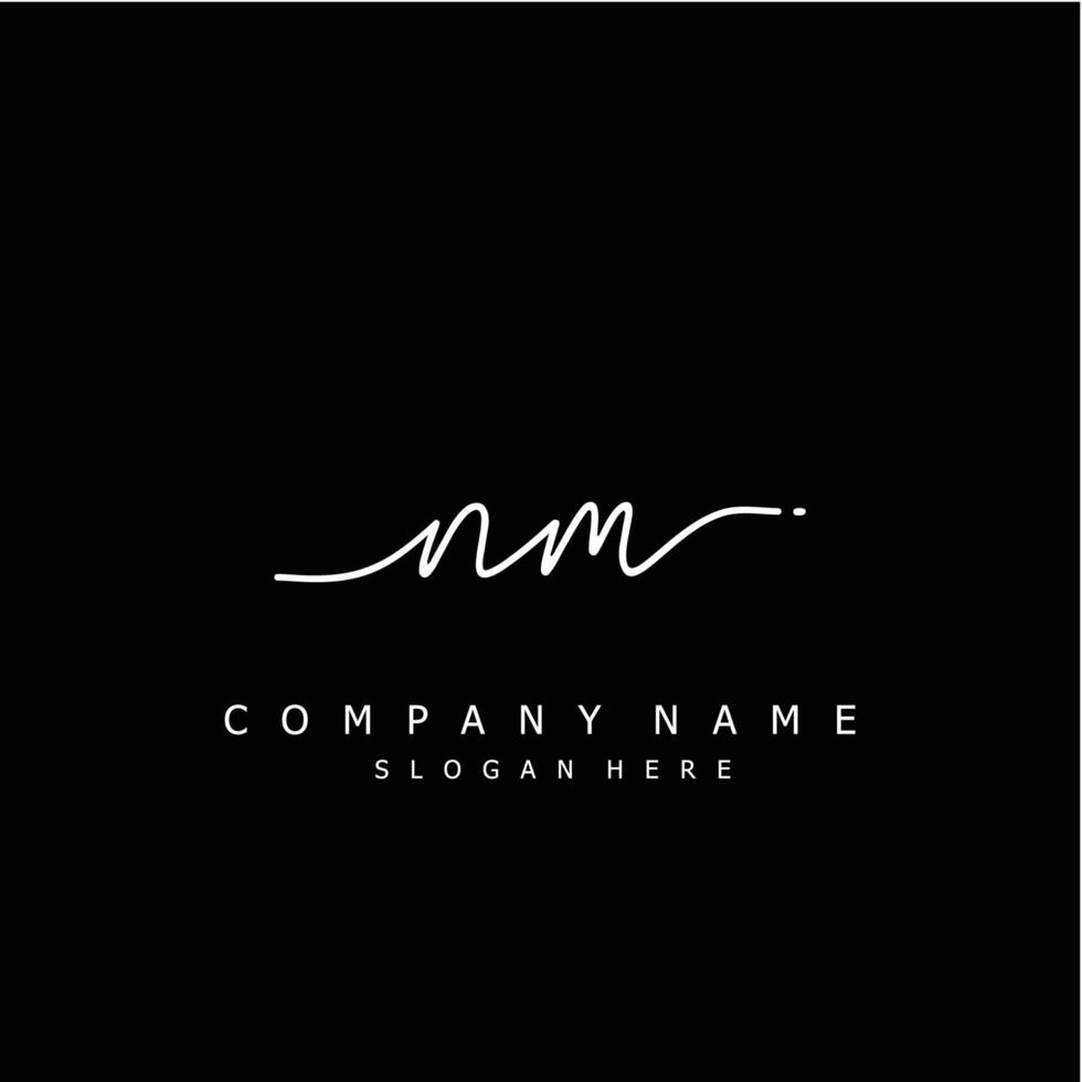 Initial NM handwriting of signature logo vector