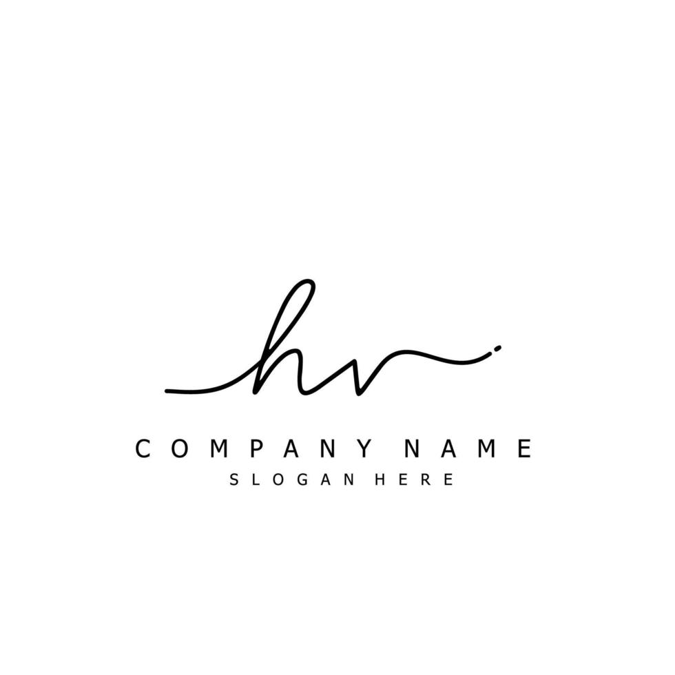 Initial HV handwriting of signature logo vector