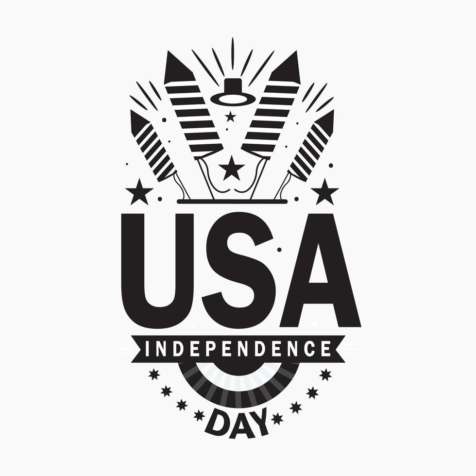 4th of July greeting card with United States national flag colors and hand lettering text Happy Independence Day. Vector illustration.