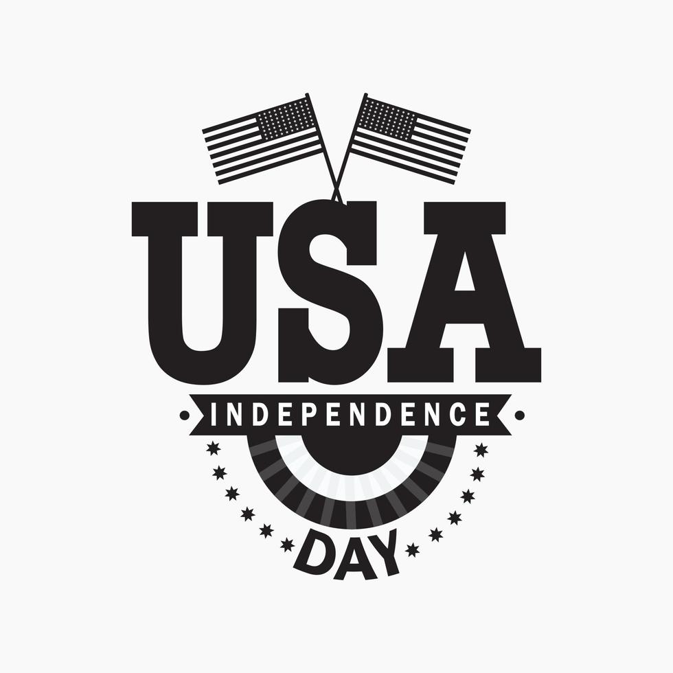 4th of July greeting card with United States national flag colors and hand lettering text Happy Independence Day. Vector illustration.