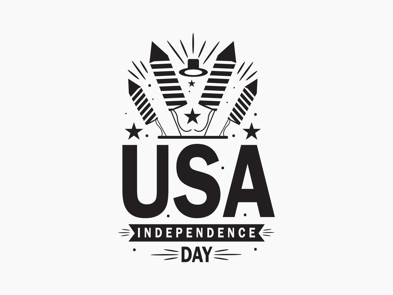 4th of July greeting card with United States national flag colors and hand lettering text Happy Independence Day. Vector illustration.