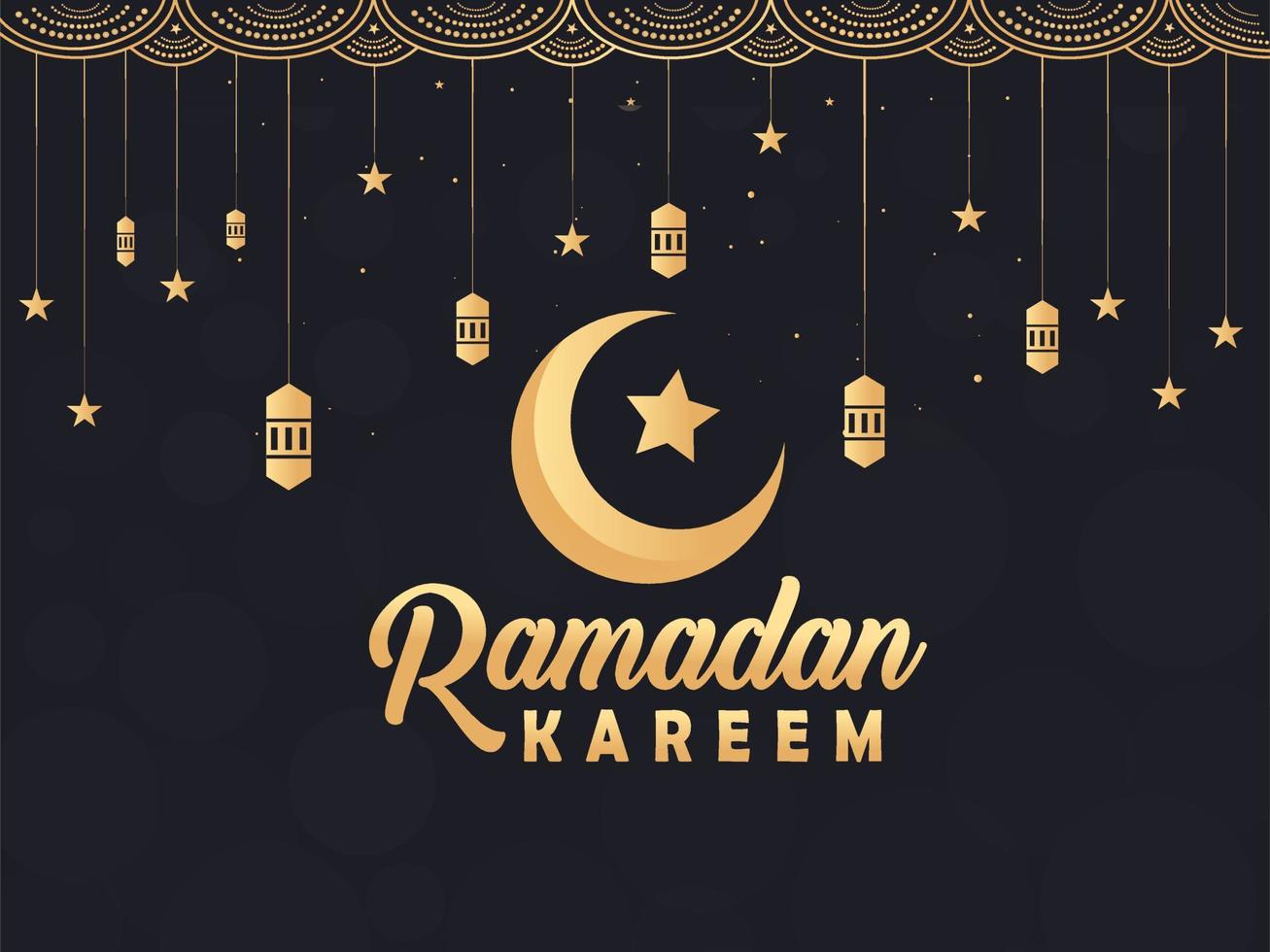 Ramadan kareem greeting design vector with Islamic lantern and arabic calligraphy for muslim community vector illustration.