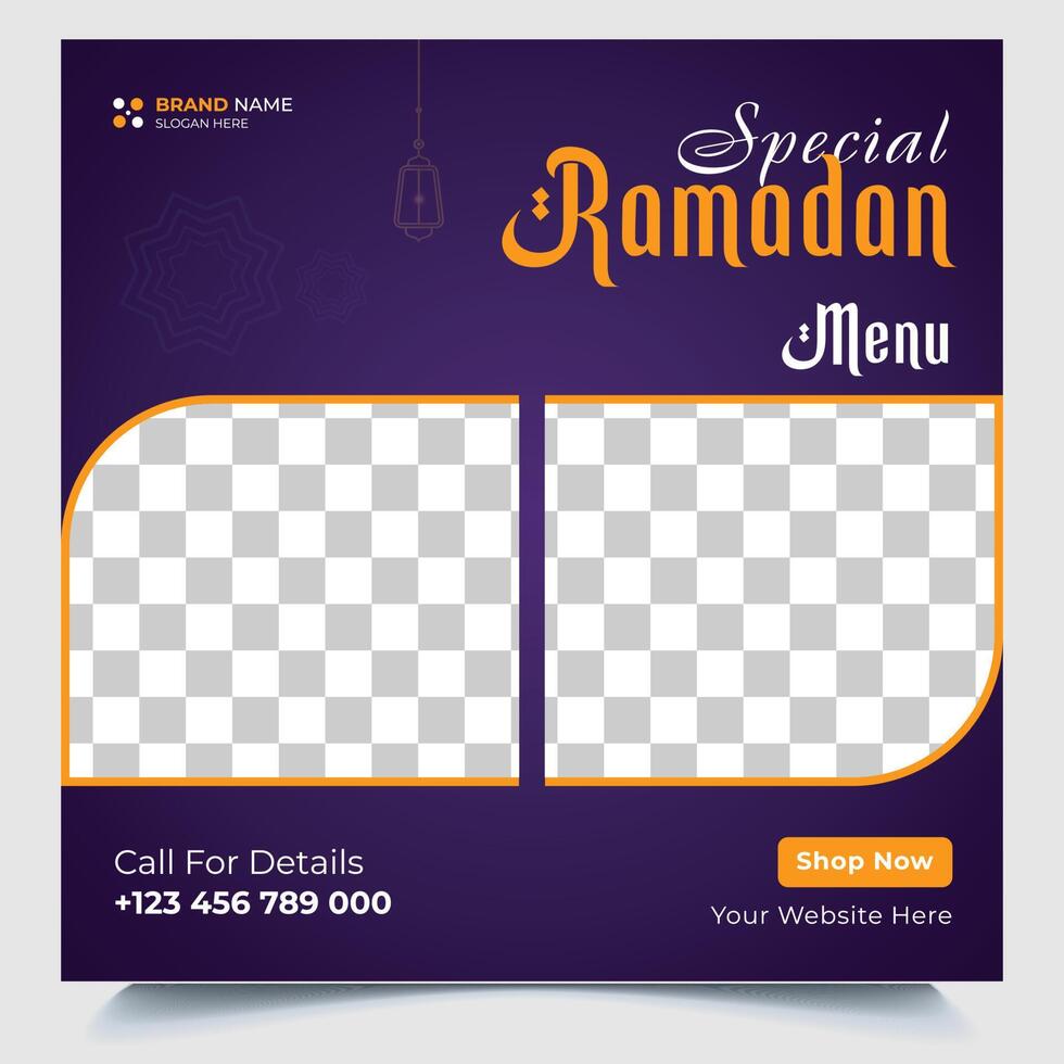 Food online promotion special Ramadan on mobile for social media post banner vector