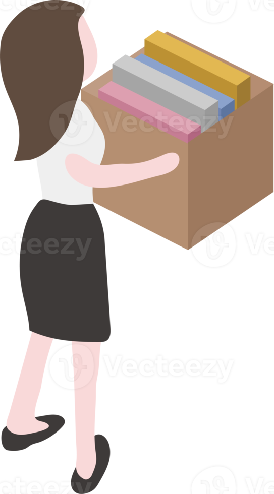 Downsizing, Fired Office Worker with Box. png