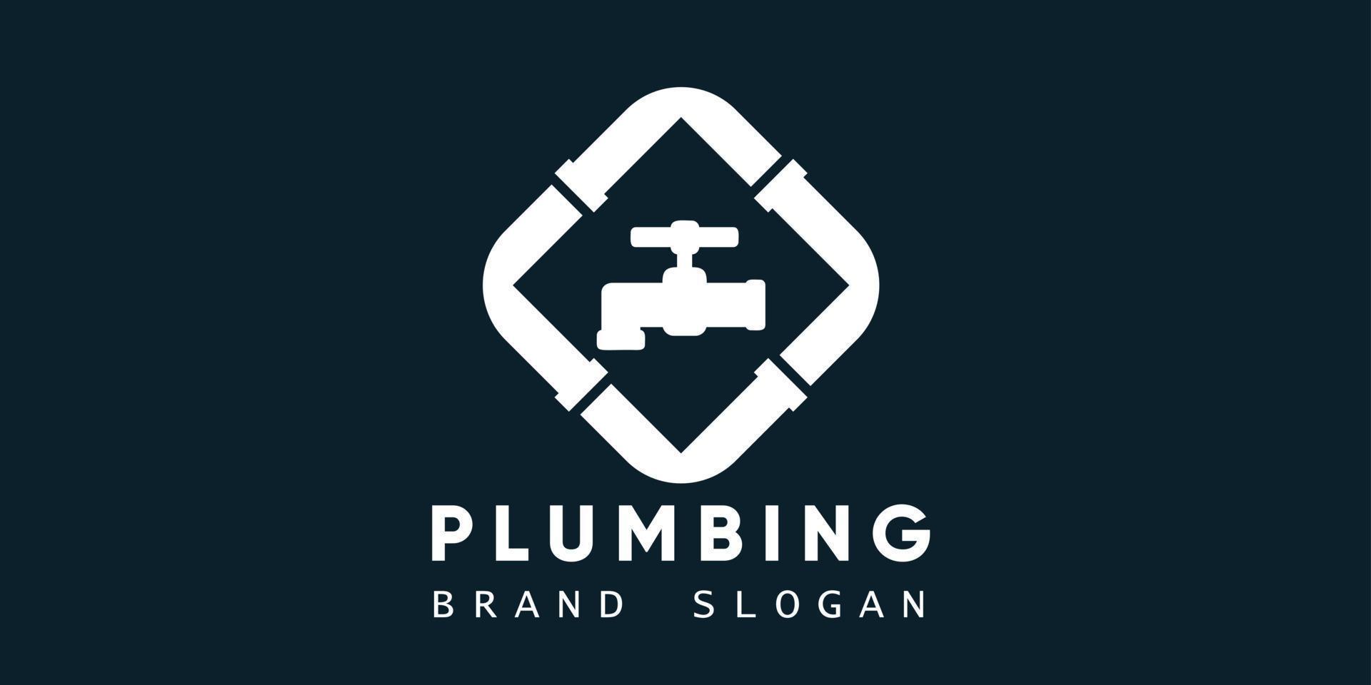 Plumbing logo with modern style premium vector