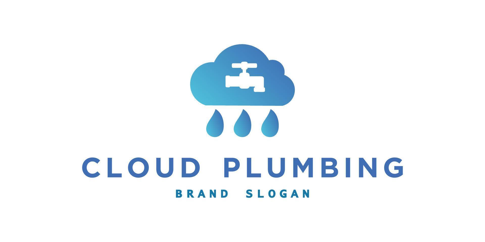 Cloud Plumbing logo with modern style premium vector