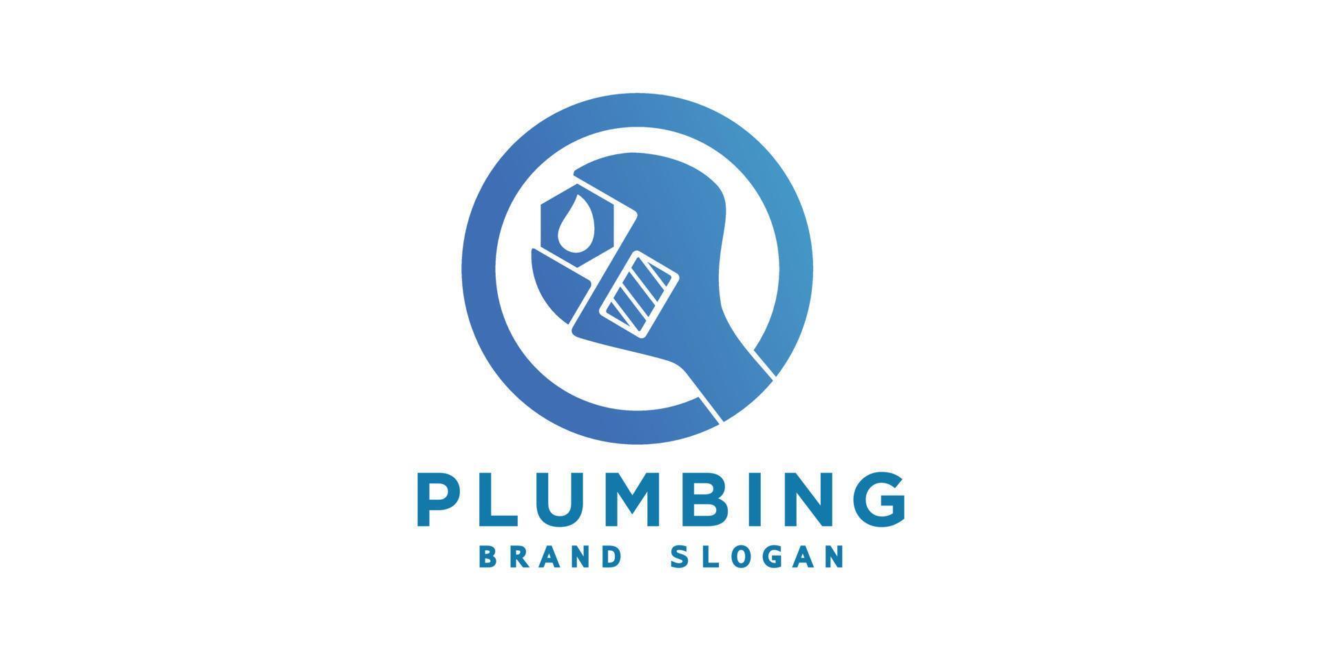 Wrench Plumbing logo with modern style premium vector