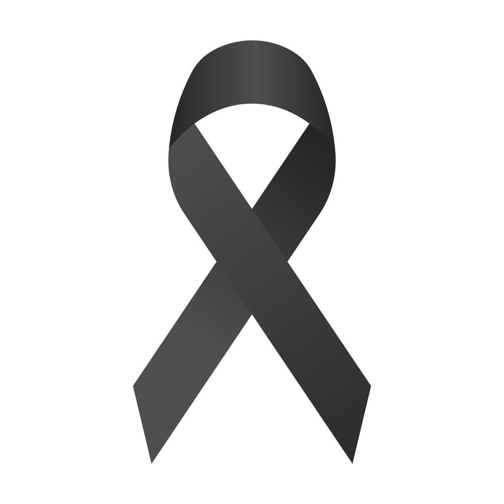 Realistic 3d black ribbon. Black ribbon vector mourning and melanoma sign