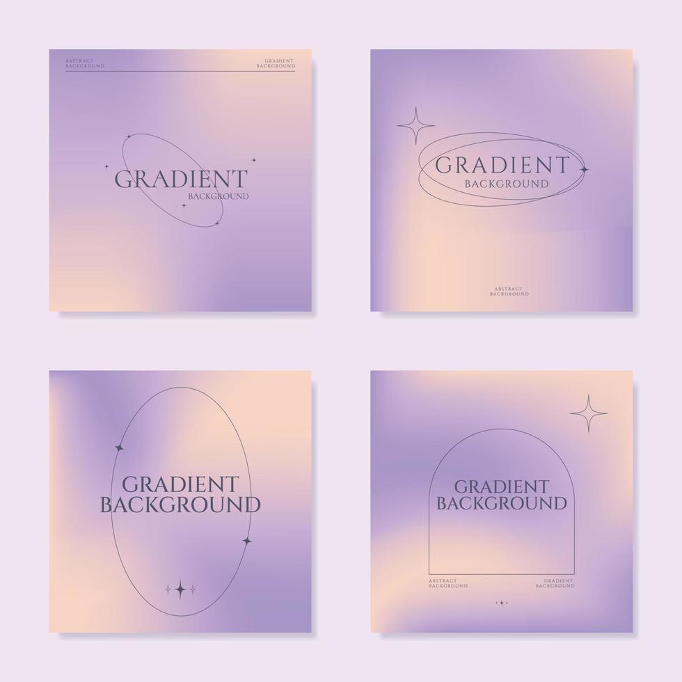 Set of minimalistic soft gradient background templates. elegant soft blur texture in pastel warm colors. Vector design for covers, posters, flyers, presentations, cards, banners, advertisement.