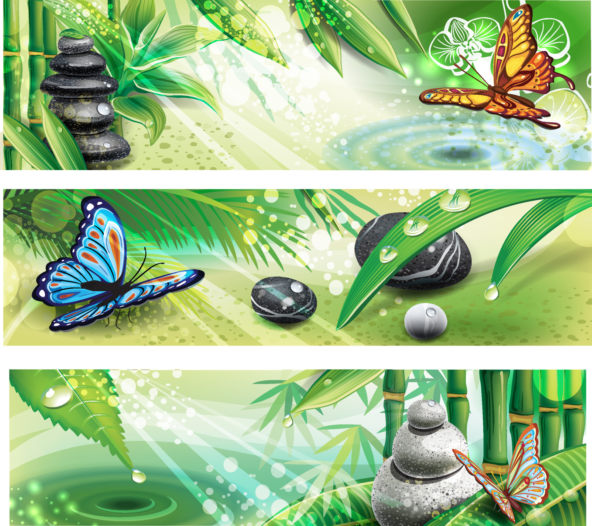 Three horizontal banners with background of a SPA 21007681 Vector Art